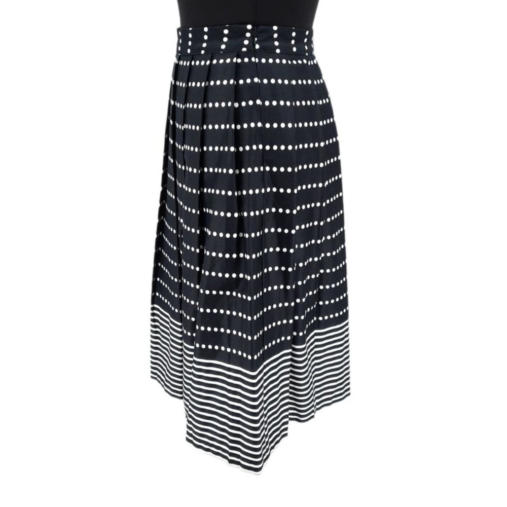J.O.A. Los Angeles Black White Polka Dot Striped Pleated A-line Skirt Size S - Picture 4 of 10